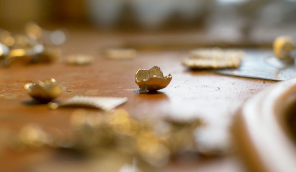 Detalle de una pieza de la colección Cuncas de areladefe en el taller de Fe Gonzalez